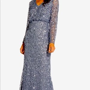 Long formal sequin Dusty Blue dress.  Worn once